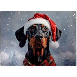 WRT Ltd Snowy Christmas Doberman Glass Chopping Board WRT Ltd Snowy Christmas Doberman Glass Chopping Board