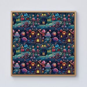 WRT Ltd Whimsical Gingerbread House Pattern Framed Canvas - 10" x 10" - Pine WRT Ltd Whimsical Gingerbread House Pattern Framed Canvas - 10" x 10" - Pine