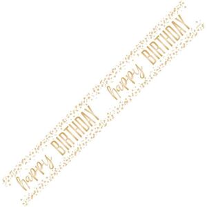 Why Not Shop UK Ltd Happy Birthday Foil Banner White And Gold Confetti 9 Foot Long Why Not Shop UK Ltd Happy Birthday Foil Banner White And Gold Confetti 9 Foot Long