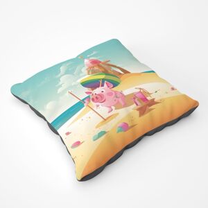 WRT Ltd Piglet On A Beach Holiday Floor Cushion WRT Ltd Piglet On A Beach Holiday Floor Cushion
