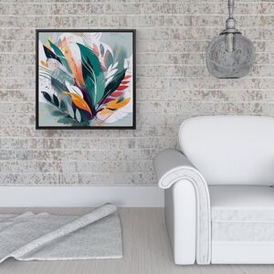 WRT Ltd Coloured Abstrace Feather Leaves Framed Canvas - 16" x 16" - Black WRT Ltd Coloured Abstrace Feather Leaves Framed Canvas - 16" x 16" - Black