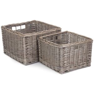 Red Hamper Square Antique Wash Unlined Storage Basket - Set of 2 Red Hamper Square Antique Wash Unlined Storage Basket - Set of 2