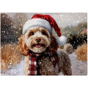 WRT Ltd Christmas Cockapoo Dog Glass Chopping Board WRT Ltd Christmas Cockapoo Dog Glass Chopping Board