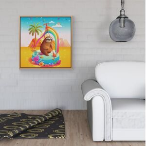 WRT Ltd Sloth On A Beach Holiday Framed Canvas - 40" x 40" - Black WRT Ltd Sloth On A Beach Holiday Framed Canvas - 40" x 40" - Black