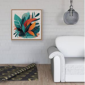 WRT Ltd Green Orange Tropical Leaves Framed Canvas - 40" x 40" - Pine WRT Ltd Green Orange Tropical Leaves Framed Canvas - 40" x 40" - Pine
