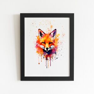 WRT Ltd Watercolour Splashart Fox Face Art Prints - 8" x 10" - Black frame WRT Ltd Watercolour Splashart Fox Face Art Prints - 8" x 10" - Black frame