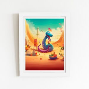 WRT Ltd Snake On A Beach Holiday Art Prints - 8" x 10" - White frame WRT Ltd Snake On A Beach Holiday Art Prints - 8" x 10" - White frame