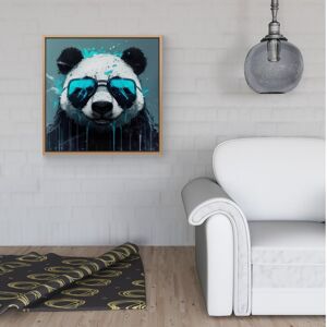 WRT Ltd Panda With Blue Glasses Splashart Framed Canvas - 30" x 30" - White WRT Ltd Panda With Blue Glasses Splashart Framed Canvas - 30" x 30" - White