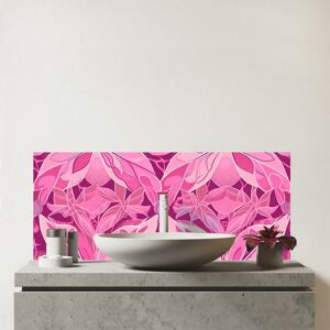 WRT Ltd Pink Abstract Floral Design Glass Bathroom Splashback WRT Ltd Pink Abstract Floral Design Glass Bathroom Splashback