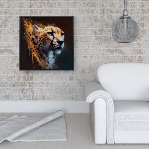 WRT Ltd Cheetah Face Splashart Dark Background Framed Canvas - 16" x 16" - Black WRT Ltd Cheetah Face Splashart Dark Background Framed Canvas - 16" x 16" - Black