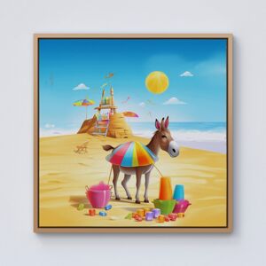 WRT Ltd Donkey On A Beach Holiday Framed Canvas - 10" x 10" - Pine WRT Ltd Donkey On A Beach Holiday Framed Canvas - 10" x 10" - Pine