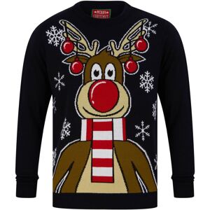 XS-Stock.com Ltd Mens Christmas Jumper Festive Rudolph With Scarf - Ink - S XS-Stock.com Ltd Mens Christmas Jumper Festive Rudolph With Scarf - Ink - S