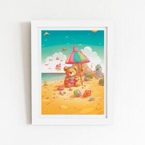 WRT Ltd Teddy Bead On A Beach Holiday Art Prints - 20" x 30" - No frame WRT Ltd Teddy Bead On A Beach Holiday Art Prints - 20" x 30" - No frame