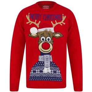 XS-Stock.com Ltd Mens Classic Rudolph Faux Fur Christmas Jumper 3D Pom Pom - Red - S XS-Stock.com Ltd Mens Classic Rudolph Faux Fur Christmas Jumper 3D Pom Pom - Red - S