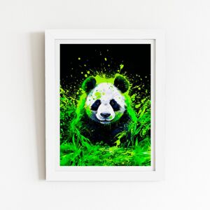 WRT Ltd Green Splashart Panda Face Art Prints - 20" x 30" - White frame WRT Ltd Green Splashart Panda Face Art Prints - 20" x 30" - White frame