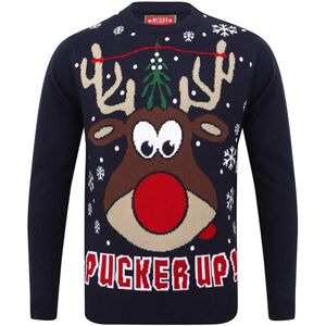 XS-Stock.com Ltd Mens Novelty Christmas Jumper Pucker Up Mistletoe Reindeer - Black - L XS-Stock.com Ltd Mens Novelty Christmas Jumper Pucker Up Mistletoe Reindeer - Black - L