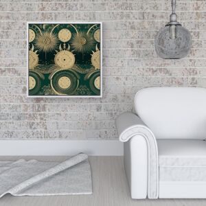 WRT Ltd Green Moon and Sun Abstract Pattern Framed Canvas - 16" x 16" - White WRT Ltd Green Moon and Sun Abstract Pattern Framed Canvas - 16" x 16" - White