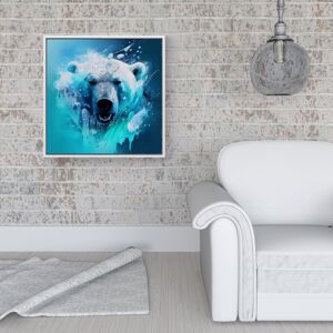 WRT Ltd Polar Bear Face Splashart Framed Canvas - 16" x 16" - White WRT Ltd Polar Bear Face Splashart Framed Canvas - 16" x 16" - White