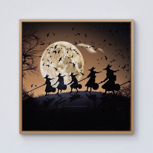 WRT Ltd A Group Of Witches Riding Broomsticks Framed Canvas - 10" x 10" - Pine WRT Ltd A Group Of Witches Riding Broomsticks Framed Canvas - 10" x 10" - Pine