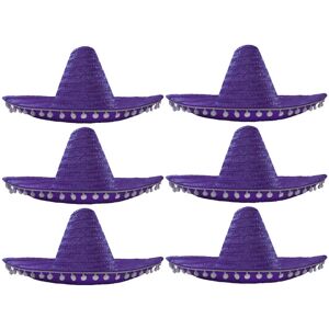 I Love Fancy Dress Mexican Sombrero with Pom Pom Edging - Purple - Pack of 6 I Love Fancy Dress Mexican Sombrero with Pom Pom Edging - Purple - Pack of 6