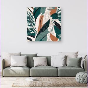 WRT Ltd Autumn Tropical Leaves Green Brown Canvas - Small 10" x 10" WRT Ltd Autumn Tropical Leaves Green Brown Canvas - Small 10" x 10"