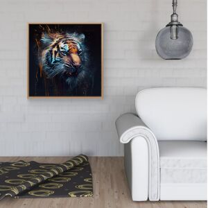 WRT Ltd Tiger Face Splashart Dark Background Framed Canvas - 40" x 40" - Pine WRT Ltd Tiger Face Splashart Dark Background Framed Canvas - 40" x 40" - Pine