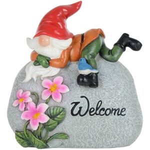 XS-Stock.com Ltd Garden Gnome On Pebble Welcome Ornament Resin Outdoor Decoration - Red Hat XS-Stock.com Ltd Garden Gnome On Pebble Welcome Ornament Resin Outdoor Decoration - Red Hat