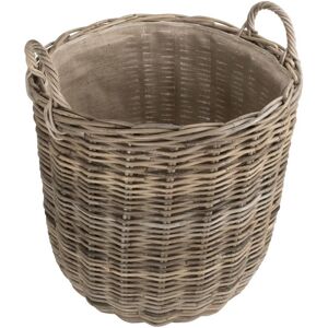 Red Hamper Hessian Lined Tall Round Fireside Rattan Log Basket - Small Red Hamper Hessian Lined Tall Round Fireside Rattan Log Basket - Small