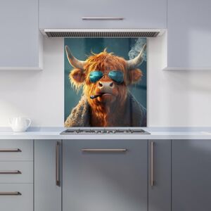 WRT Ltd Highland Cow With Glasses Kitchen Splashback - W600mm x H650mm WRT Ltd Highland Cow With Glasses Kitchen Splashback - W600mm x H650mm