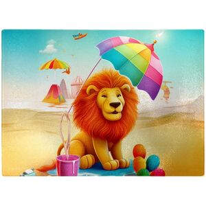 WRT Ltd Lion On A Beach Holiday Glass Chopping Board WRT Ltd Lion On A Beach Holiday Glass Chopping Board