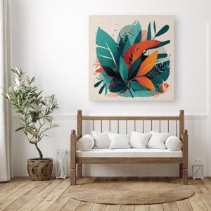 WRT Ltd Green Orange Tropical Leaves Canvas - Medium 16" x 16" WRT Ltd Green Orange Tropical Leaves Canvas - Medium 16" x 16"