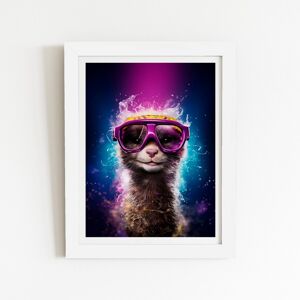 WRT Ltd Splashart Ferret Purple Art Prints - 16" x 24" - White frame WRT Ltd Splashart Ferret Purple Art Prints - 16" x 24" - White frame