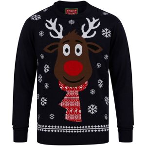 XS-Stock.com Ltd Mens Festive Scarf Rudolph Reindeer Christmas Jumper - Ink - S XS-Stock.com Ltd Mens Festive Scarf Rudolph Reindeer Christmas Jumper - Ink - S