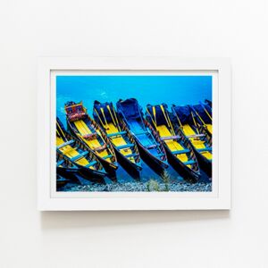 WRT Ltd Colourful Tour Boats At The Lakeside Art Prints - 12" x 16" - White frame WRT Ltd Colourful Tour Boats At The Lakeside Art Prints - 12" x 16" - White frame