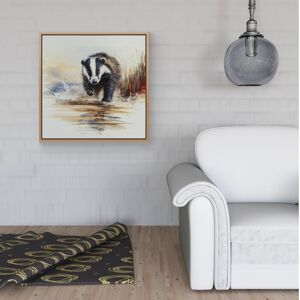 WRT Ltd Wading Badger Watercolour Framed Canvas - 40" x 40" - White WRT Ltd Wading Badger Watercolour Framed Canvas - 40" x 40" - White