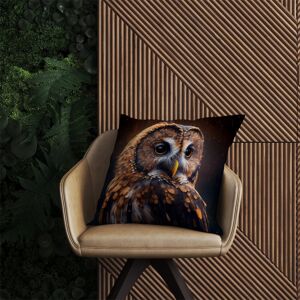 WRT Ltd Tawny Owl Face Splashart Dark Background Outdoor Cushion - 60cm x 60cm WRT Ltd Tawny Owl Face Splashart Dark Background Outdoor Cushion - 60cm x 60cm