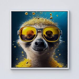 WRT Ltd Meerkat With Golden Glasses Splashart Framed Canvas - 10" x 10" - White WRT Ltd Meerkat With Golden Glasses Splashart Framed Canvas - 10" x 10" - White