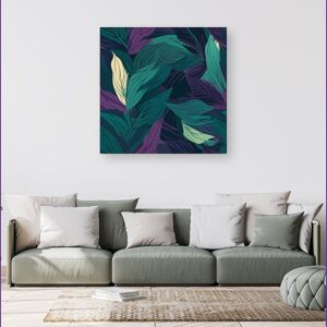 WRT Ltd Green Purple Tropical Leaves Canvas - Small 10" x 10" WRT Ltd Green Purple Tropical Leaves Canvas - Small 10" x 10"
