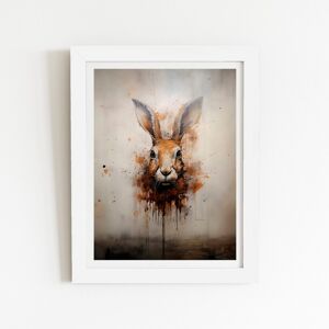 WRT Ltd Watercolour Hare Face Art Prints - 12" x 16" - White frame WRT Ltd Watercolour Hare Face Art Prints - 12" x 16" - White frame