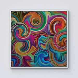 WRT Ltd Colourful Wave Pattern Framed Canvas - 10" x 10" - White WRT Ltd Colourful Wave Pattern Framed Canvas - 10" x 10" - White