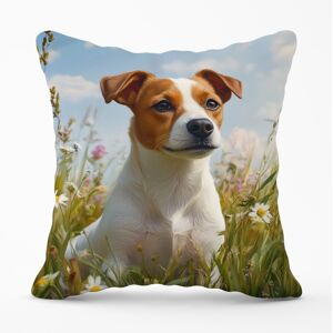 WRT Ltd Happy Jack Russell In A Summer Meadow Cushions - 45cm x 45cm WRT Ltd Happy Jack Russell In A Summer Meadow Cushions - 45cm x 45cm