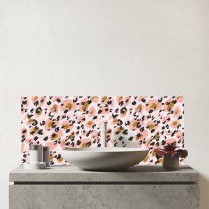 WRT Ltd Hand Drawn Pink Leopard Print Glass Bathroom Splashback WRT Ltd Hand Drawn Pink Leopard Print Glass Bathroom Splashback
