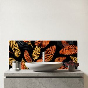WRT Ltd Orange Feather Leaves Glass Bathroom Splashback WRT Ltd Orange Feather Leaves Glass Bathroom Splashback
