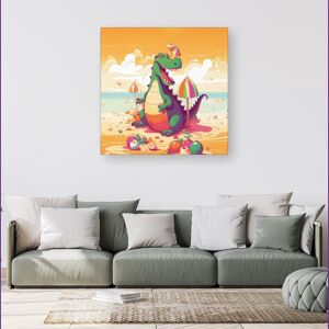 WRT Ltd Crocodile On A Beach Holiday Canvas - Small 10" x 10" WRT Ltd Crocodile On A Beach Holiday Canvas - Small 10" x 10"