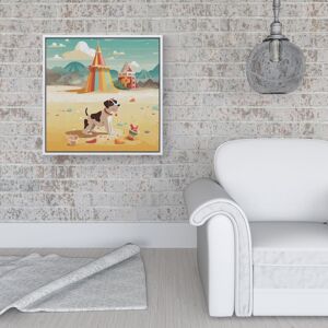 WRT Ltd Doggy On A Beach Holiday Framed Canvas - 16" x 16" - White WRT Ltd Doggy On A Beach Holiday Framed Canvas - 16" x 16" - White