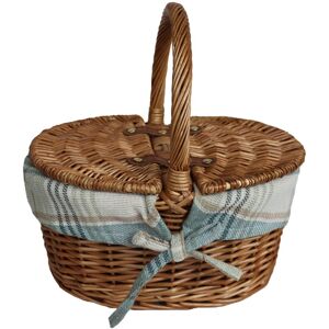 Red Hamper Childs Light Steamed Finish Oval Picnic Basket - Light Green Tartan Red Hamper Childs Light Steamed Finish Oval Picnic Basket - Light Green Tartan