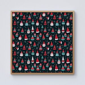 WRT Ltd Hand Drawn Cheerful Santa Hats Framed Canvas - 10" x 10" - Pine WRT Ltd Hand Drawn Cheerful Santa Hats Framed Canvas - 10" x 10" - Pine