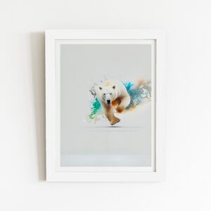 WRT Ltd Charging Polar Bear Art Prints - 24" x 36" - White frame WRT Ltd Charging Polar Bear Art Prints - 24" x 36" - White frame
