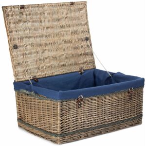 Red Hamper 72cm Antique Wash Rope Handled Trunk Picnic Basket - Navy Lining Red Hamper 72cm Antique Wash Rope Handled Trunk Picnic Basket - Navy Lining