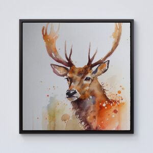 WRT Ltd Majestic Stag Watercolour Framed Canvas - 10" x 10" - Black WRT Ltd Majestic Stag Watercolour Framed Canvas - 10" x 10" - Black